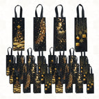 4 Pcs Christmas Wine Gift Bags – Black Gold Foil Bottle Bags Wine Gift Bags Richie's