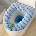Thickened Plush Toilet Seat Cover Cushion – Washable & Warm Toilet Seat Cover Richie's Blue