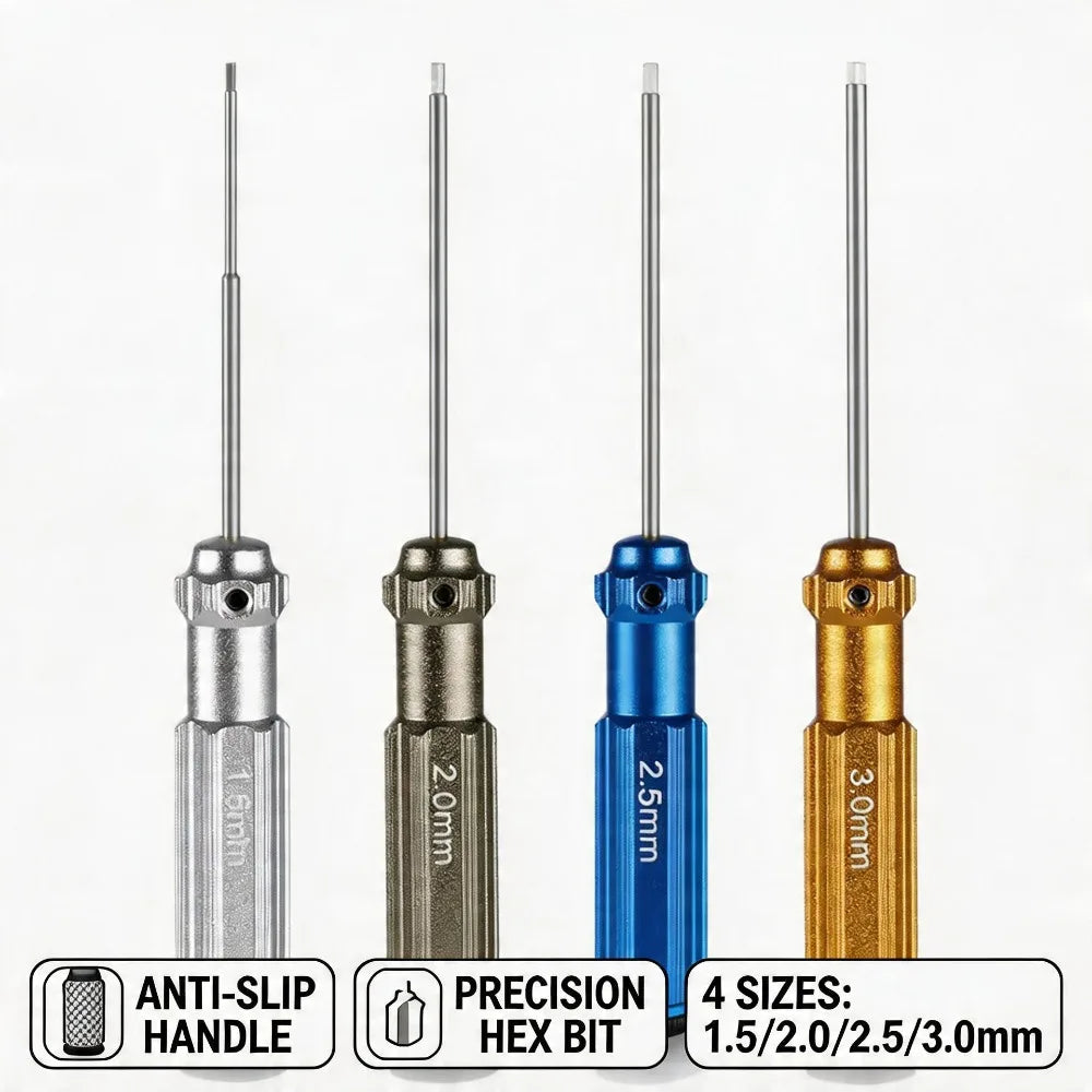 TOTNEND RC Hex Screwdriver Set 1.5–3mm Titanium Coated 4pc Precision Hex Screwdriver Richie's