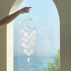 Natural Shell Wind Chimes Moon Pendant Dream Catcher Decor Shell Wind Chime Richie's white