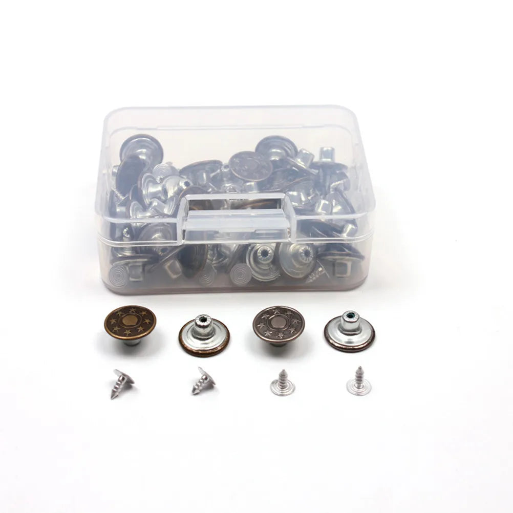 40 Pcs Replacement Jean Buttons Rivets Bulk Set – Iron Silver Clothing Buttons Set Richie's