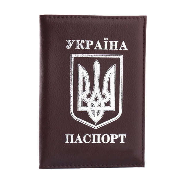 Ukrainian PU Leather Passport Cover & Card Holder Passport Cover Richie's brown