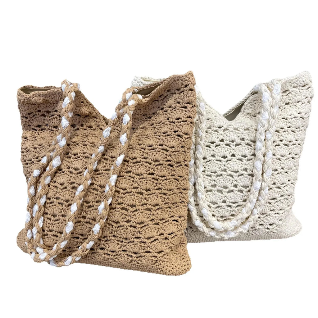 Retro Hollow Knit Tote Bag – Large Shoulder Handbag for Women Knitted Tote Bag Richie's