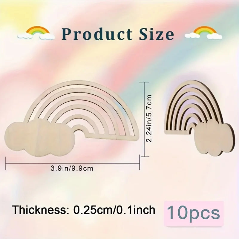 10pcs Wooden Rainbow & Cloud DIY Craft Hangings | Unfinished Wood Craft Hangings Richie's