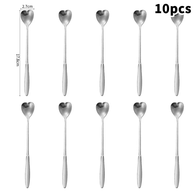10-Piece Heart-Shaped Stainless Steel Coffee Spoon Set Coffee Spoon Set Richie's L1