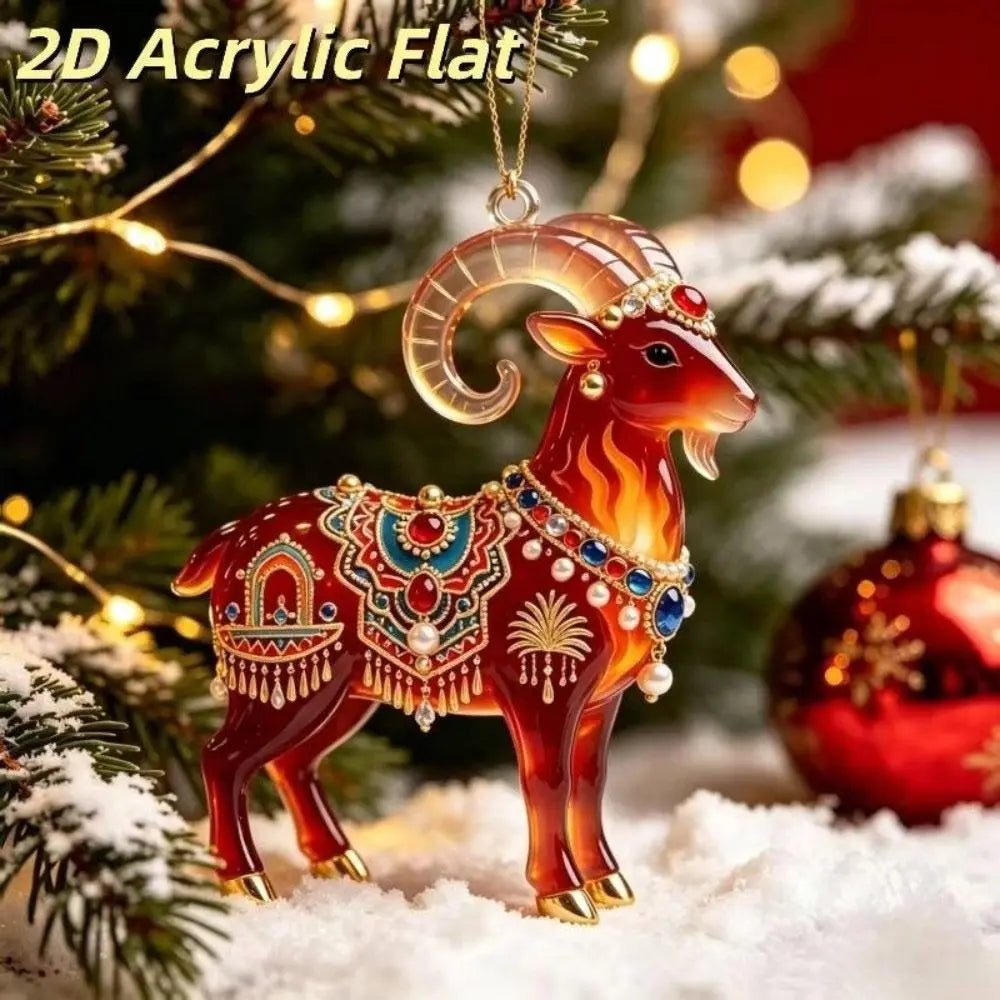 Rhinestone Goat Hanging Ornament – Acrylic Festive Pendant Christmas Ornament Richie's