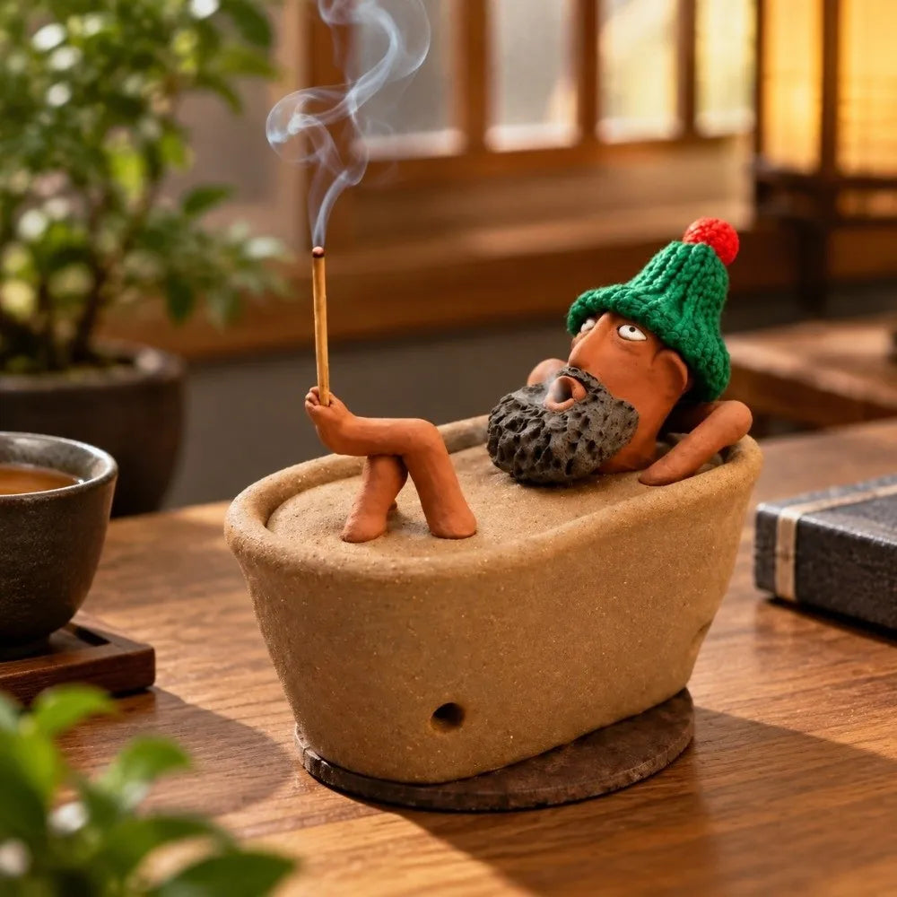 Lazy Bath Man Backflow Incense Burner | Resin Home Decor Backflow Incense Burner Richie's