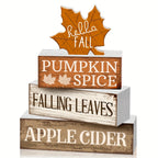 4pcs Fall Tiered Tray Decor Set – Rustic Maple Leaf Wood Signs Seasonal Tray Decor Richie's 4pcs