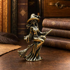 Brass Flying Witch Figurine | Gothic Vintage Desk Ornament Decorative Figurine Richie's