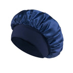 Satin Wide-Brim Sleeping Bonnet – Unisex Hair Care Night Cap Satin Sleep Bonnet Richie's Navy Blue