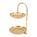 2-Tier Gold Fruit Serving Tray Iron Dessert Rack Stand Tiered Serving Tray Richie's