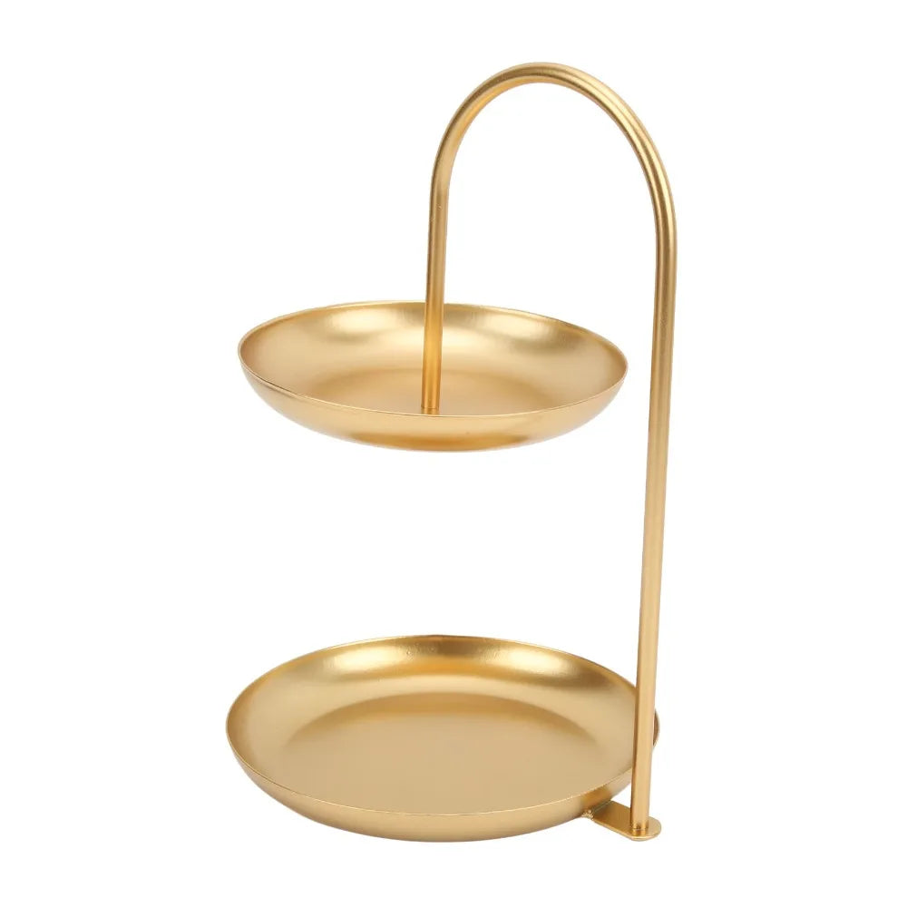 2-Tier Gold Fruit Serving Tray Iron Dessert Rack Stand Tiered Serving Tray Richie's