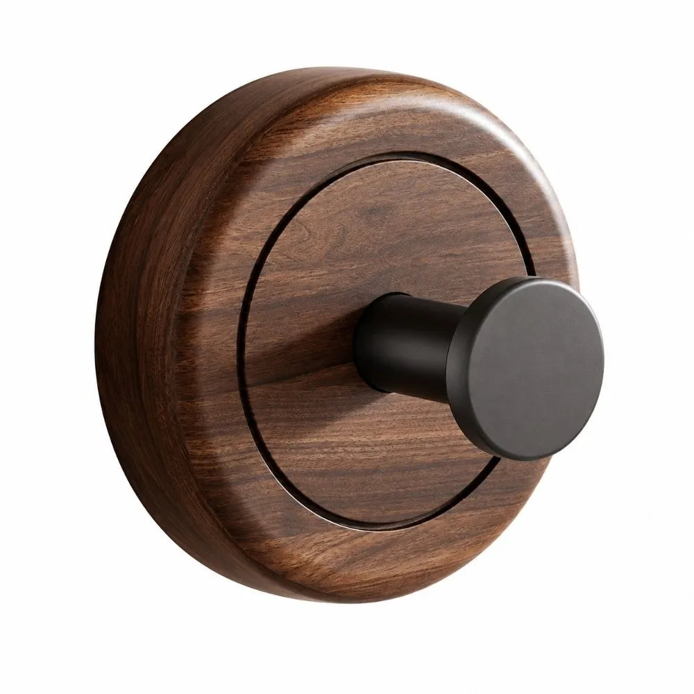 Walnut Wood Suction Cup Hook – No-Drill Rotating Towel Hook Suction Cup Hook Richie's Black