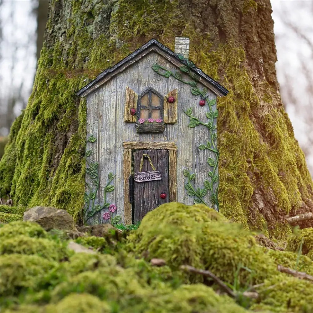 Miniature Fairy Gnome Wooden Door & Window Garden Decor Fairy Garden Decor Richie's
