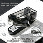 360° Rotatable Transparent Desktop Stapler, 25-Sheet Capacity Desktop Stapler Richie's black