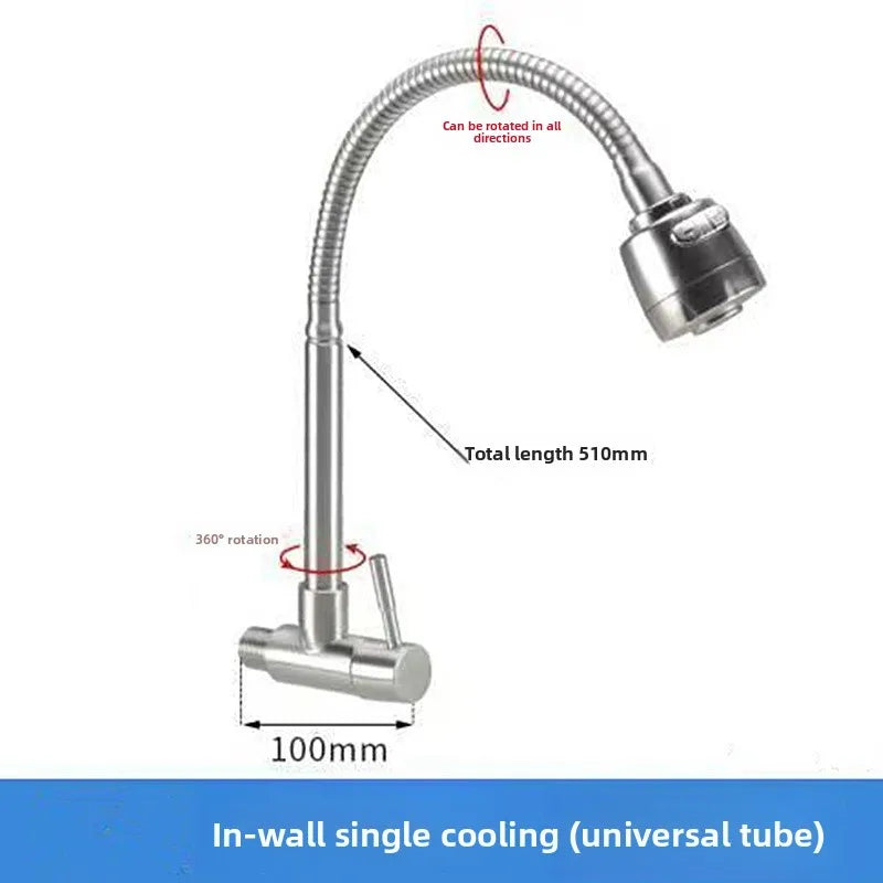 Wall Mount Single Cold Kitchen Faucet – Stainless Steel Sink Tap Kitchen Wall Faucet Richie's 201-9