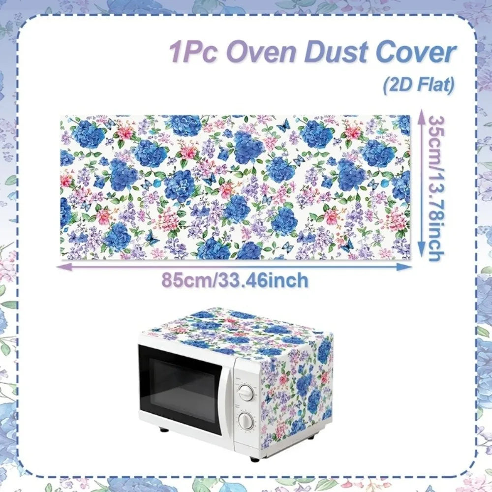 Floral Microwave Cover Waterproof Dust Protector Mat | Polyester Appliance Dust Cover Richie's H