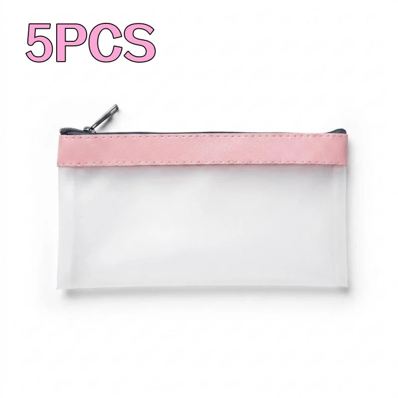 Zippered Money Pouch PVC Cash Bag for Coins, Bills & Office Zippered Money Pouch Richie's Pink 5pcs