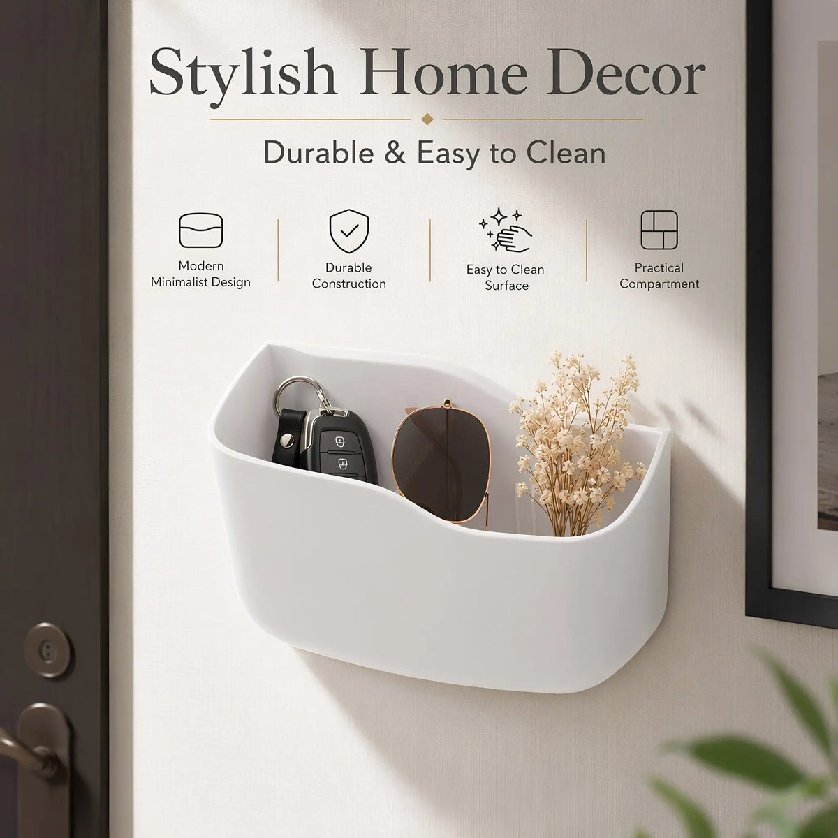 Wall Mount Remote Control Holder 2-Slot Adhesive Organizer Box Remote Control Organizer Richie's