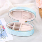 Mini Velvet Oval Jewelry Box – Portable Ring & Earring Case Velvet Jewelry Box Richie's Light blue