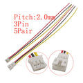 10Pcs JST PH 2.0mm Connector 2–6 Pin Male Female 26AWG Cables Wire Connector Set Richie's 5Pair 3Pin-JK