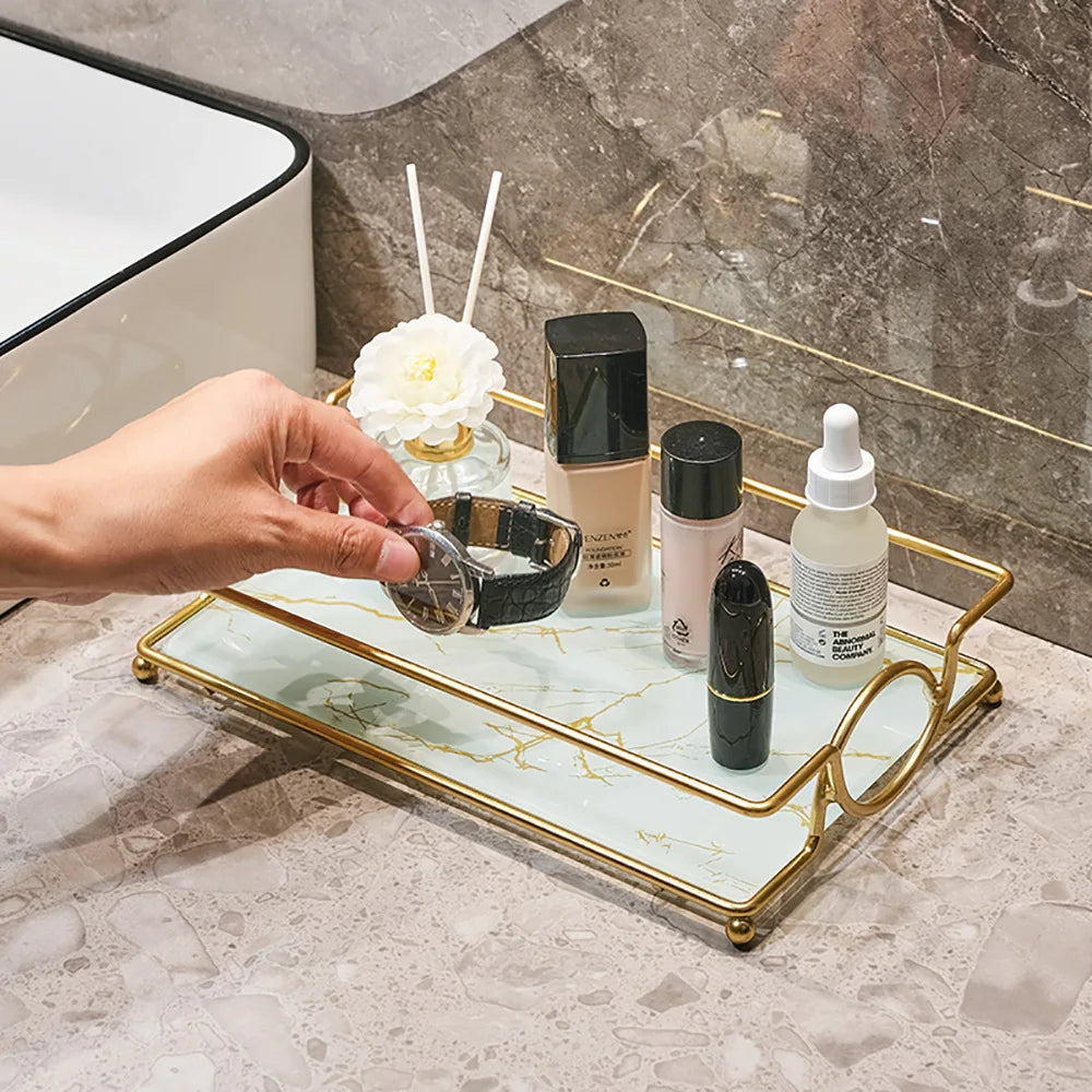 Glass Bathroom Vanity Tray – Decorative Perfume Makeup Organizer Decorative Vanity Tray Richie's