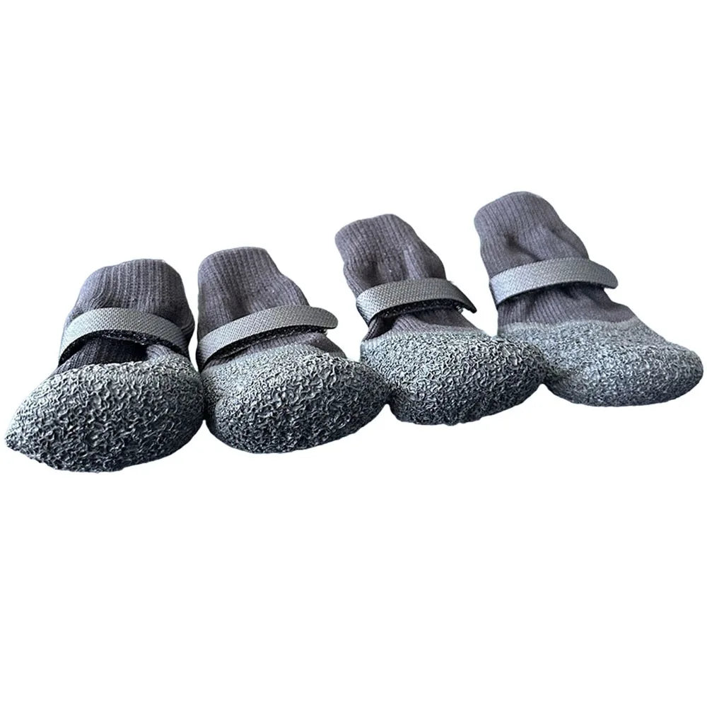 4-Pack Anti-Slip Waterproof Dog Shoes & Adjustable Pet Boots Dog Boots Richie's Grey-L