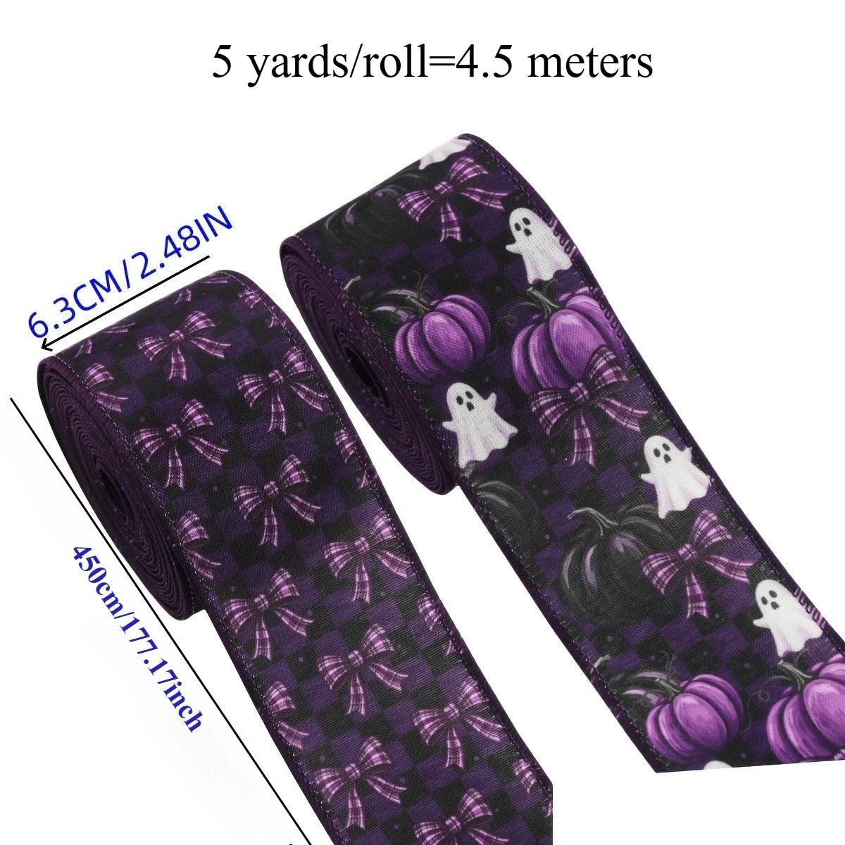 2pcs Purple Halloween Plaid Wire Wreath Ribbon – DIY Bows Craft Wreath Ribbon Richie's 2pcs One size fits all