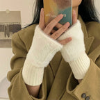 Women's Soft Warm Fingerless Winter Gloves – Elastic Fit, White Fingerless Winter Gloves Richie's white 1 pair