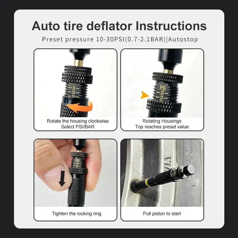 Adjustable Auto Stop Tire Deflator – Precision Pressure Tool Tire Deflator Tool Richie's