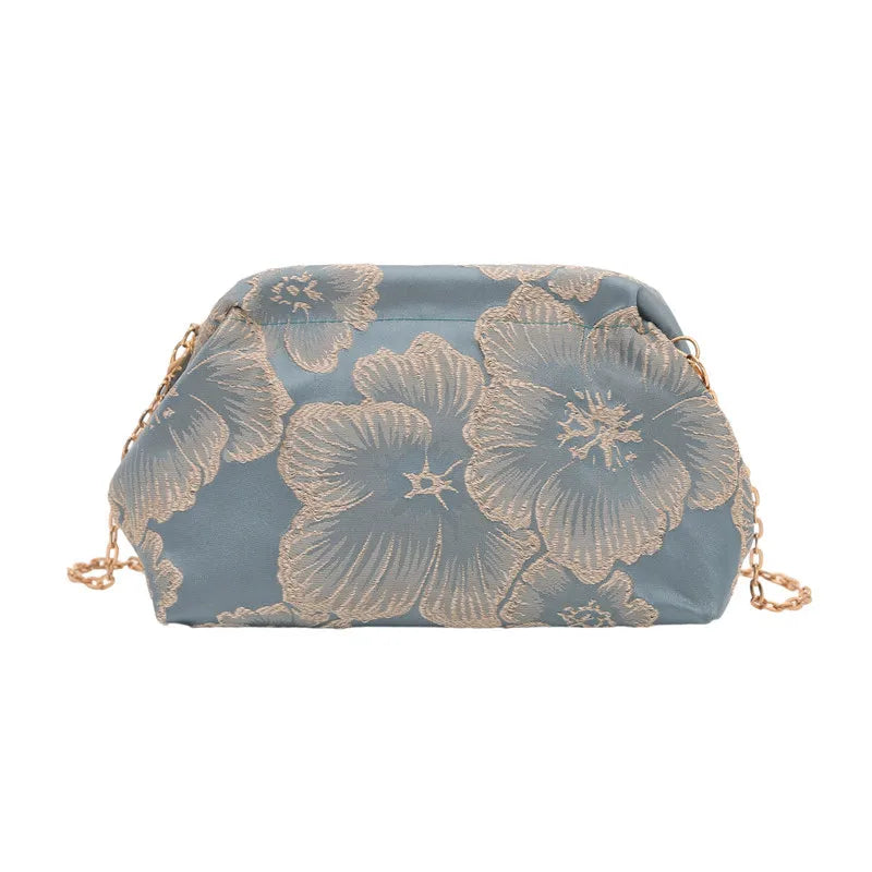 Retro Chinese Cheongsam Shoulder Bag | Chain Wristlet Women Shoulder Bag Richie's Blue