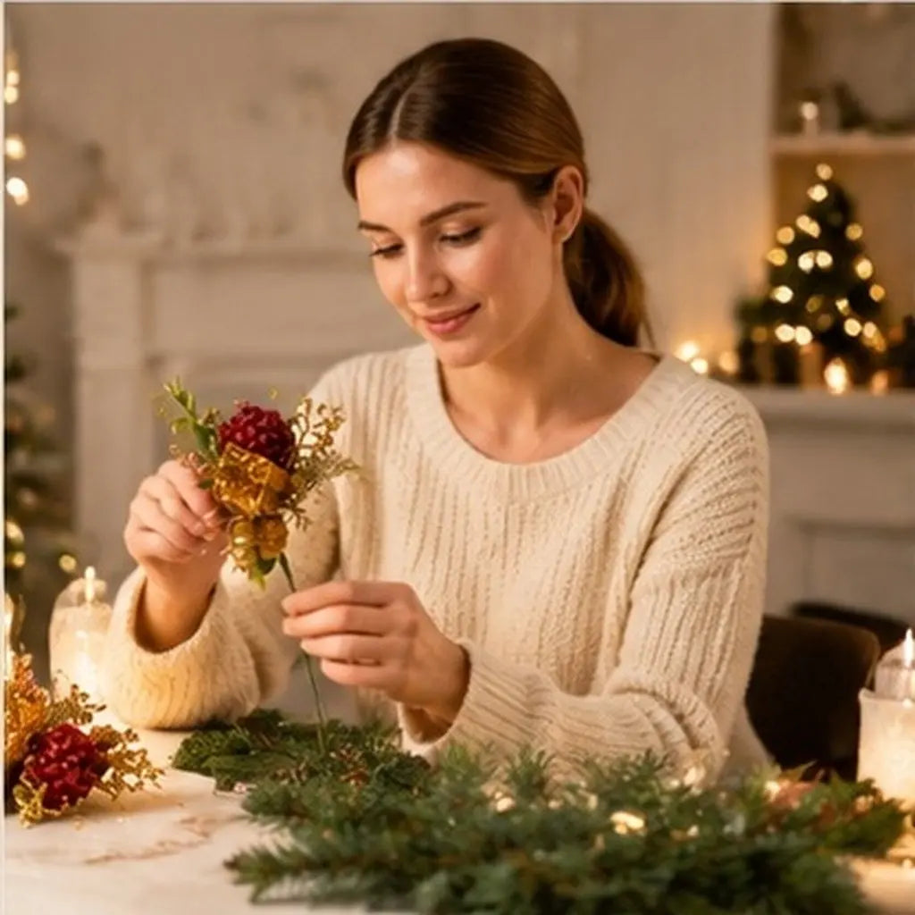 5-Pack Artificial Christmas Flower Branch & Leaf Picks Holiday Floral Picks Richie's