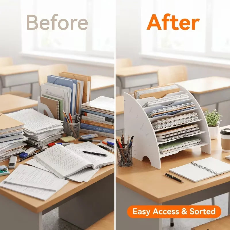 5-Layer Vertical Desktop File Rack | Multi-Compartment Organizer Desktop File Organizer Richie's