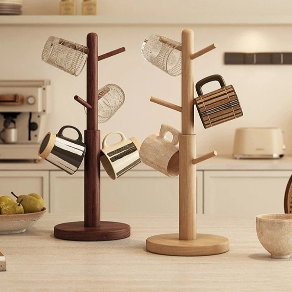 Wooden Tree Mug Rack – 6 Hook Coffee Cup Hanging Organizer Mug Rack Organizer Richie's
