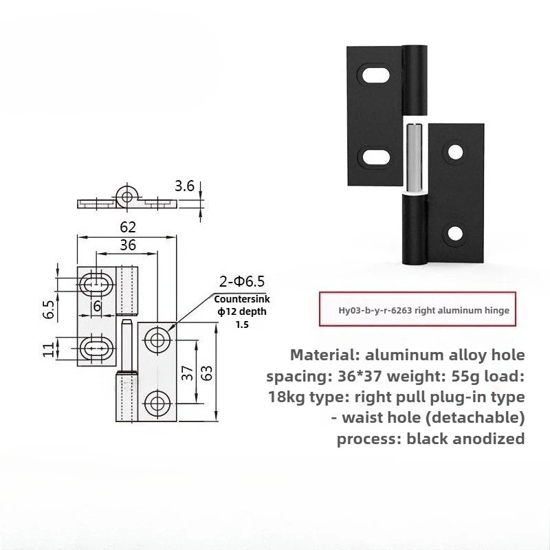 Plug-In Aluminum Alloy Cabinet Door Hinge – Quick Release Cabinet Door Hinge Richie's HY03-B-Y-R-6263 righ
