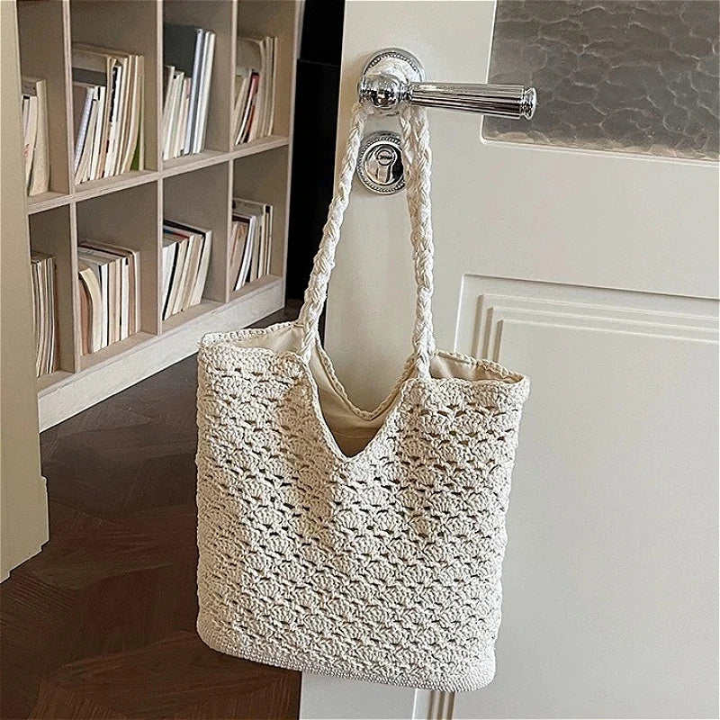 Retro Hollow Knit Tote Bag – Large Shoulder Handbag for Women Knitted Tote Bag Richie's
