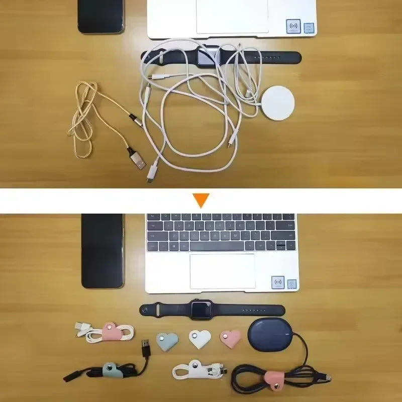 PU Leather Heart-Shaped Cable Organizer & Headphone Clip Cable Organizer Clip Richie's