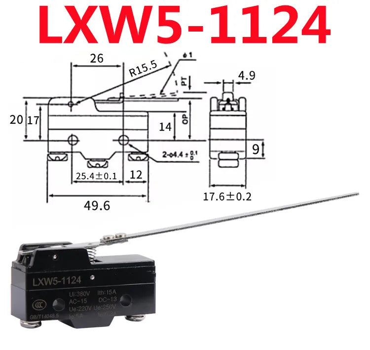 LXW5 Micro Limit Switch 10A AC 380V DC 220V Push Plunger SPDT Micro Limit Switch Richie's LXW5-1124