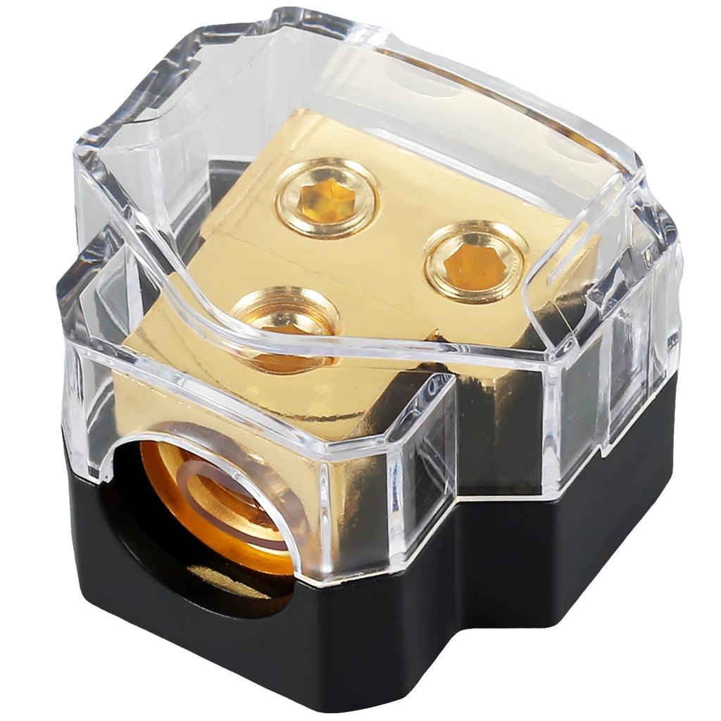 Copper 2-Way Power Distribution Block 0/2/4 AWG In 4/6/8 AWG Out Power Distribution Block Richie's about4.35x3.3x3.95cm