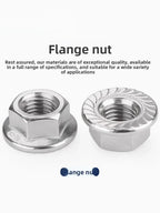 304 SS Hex Flange Nuts M3–M8 Anti-Loosening Serrated Hex Flange Nuts Richie's