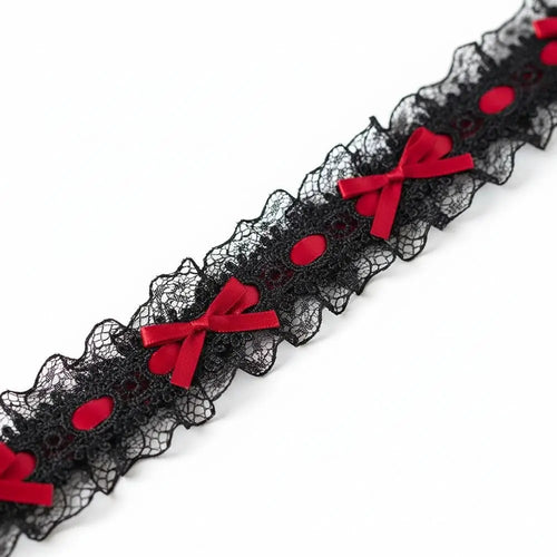 1 Yard Pleated Bow Lace Trim Ribbon – Floral Craft & Hair Accent Lace Trim Ribbon Richie's
