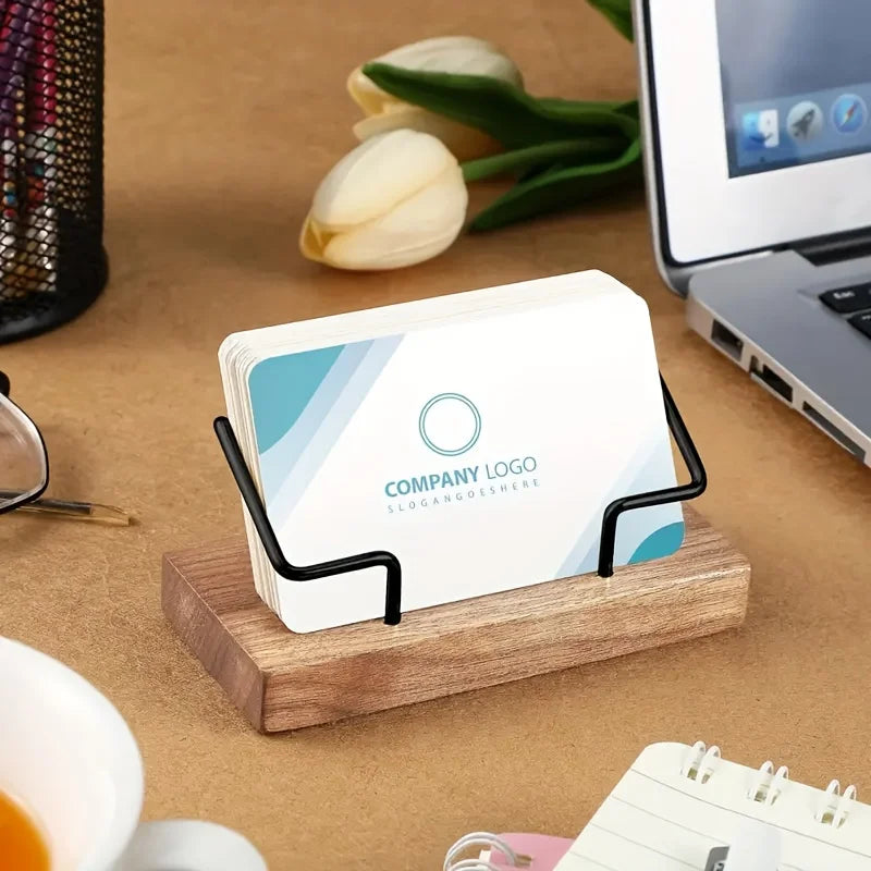 Wood Business Card Holder for Desk – Wooden Display Stand Business Card Holder Richie's