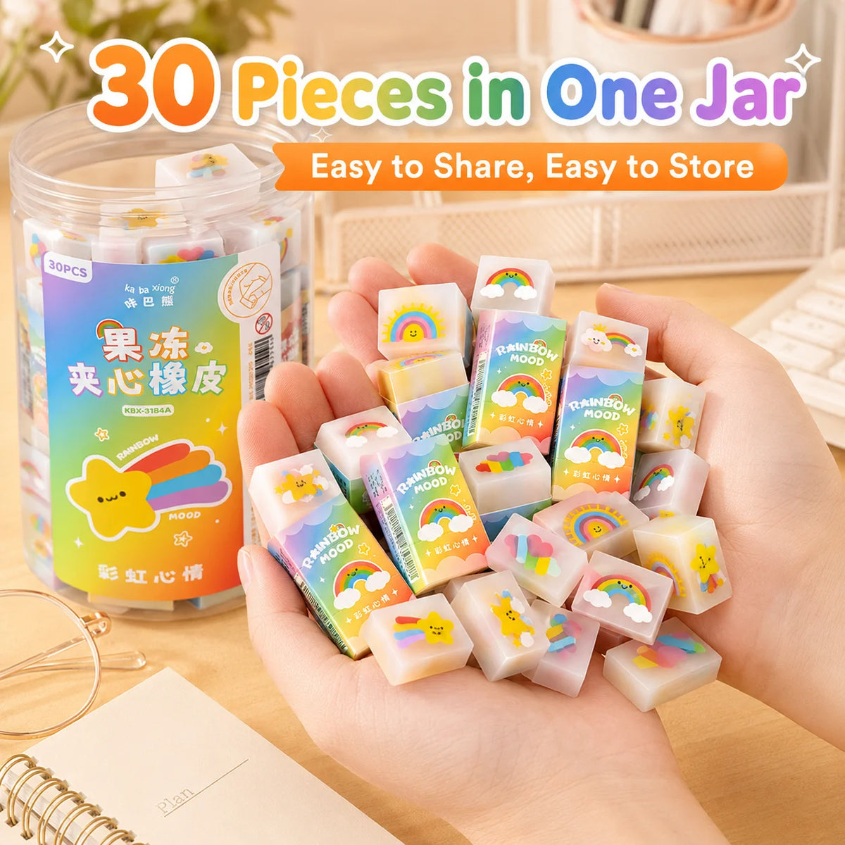 30 Pcs Cartoon Erasers – 6 Fun Designs for School & Parties Novelty Erasers Set Richie's