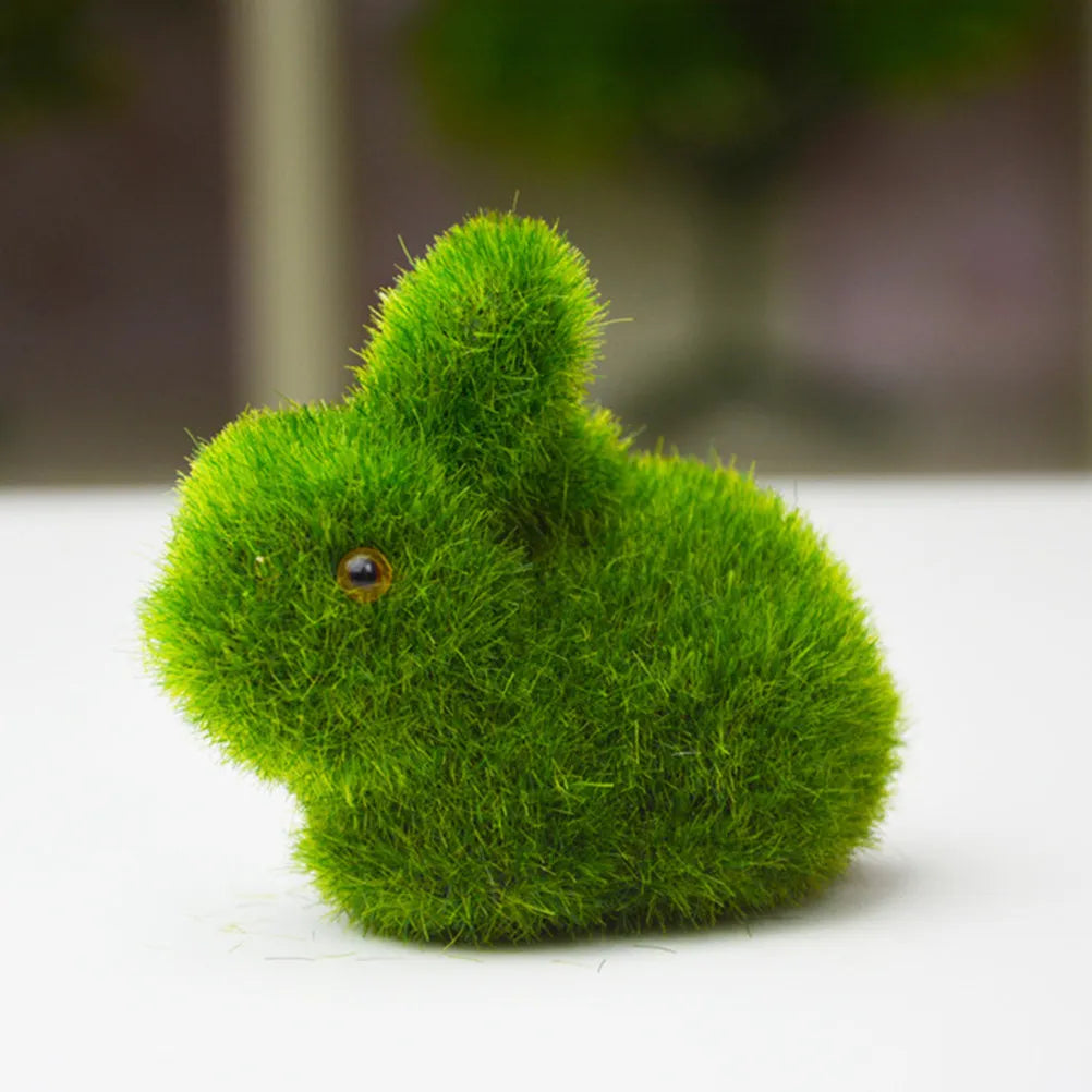 Moss Rabbit Decor Set – Two Bunny Figurines with Heart Pattern Decorative Figurine Richie's