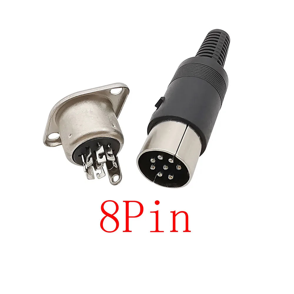 DIN 3 4 5 6 8 Pin Male Plug Female Socket Connector 2Pcs DIN Connector Richie's 8Pin-JKP-1Pair
