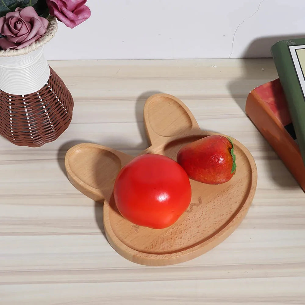 Wooden Bunny Kids Divided Serving Tray – Anti-Spill Cartoon Kids Wooden Tray Richie's