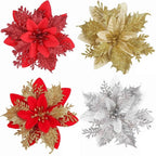 3-Layer Glitter Artificial Christmas Flower Bouquet Set Christmas Flower Bouquet Richie's
