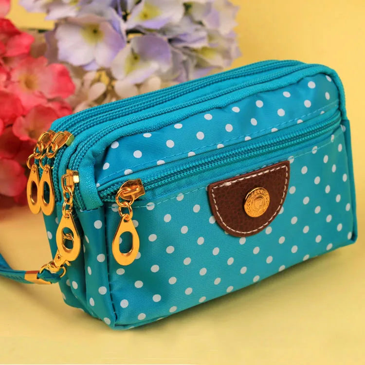 Women's Canvas Clutch Wallet – 4 Zippers & Card Holder Canvas Clutch Wallet Richie's Blue 16X10X6cm