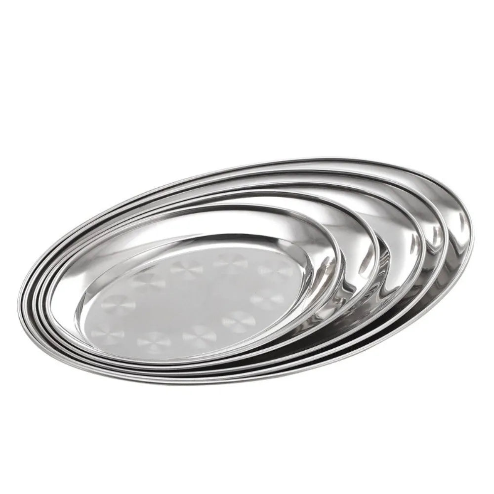 Stainless Steel Oval Fish Plates – BBQ Trays & Steak Dishes Oval Serving Plate Richie's