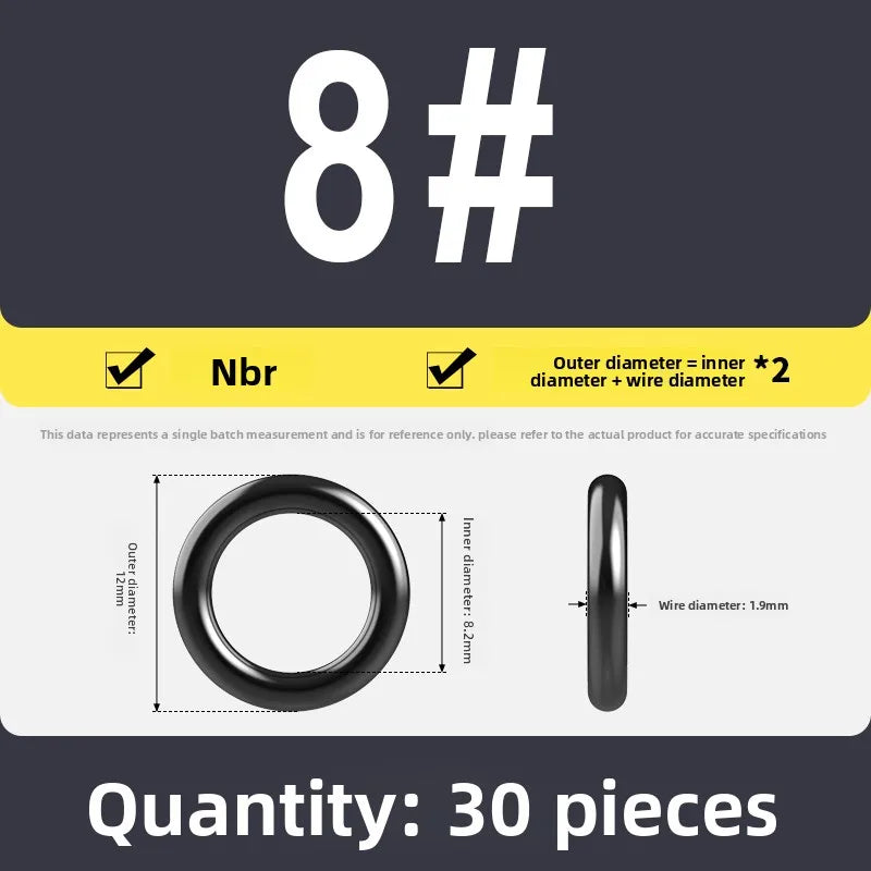 Kande Nitrile O-Ring Set 20-30pcs 1.4-26.5mm Oil Seal Gasket Rubber O-Ring Set Richie's 8.2x1.9 30pcs